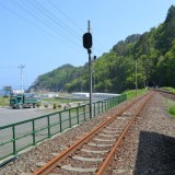 田野畑駅ホームから南を向いて宮古方面を望む