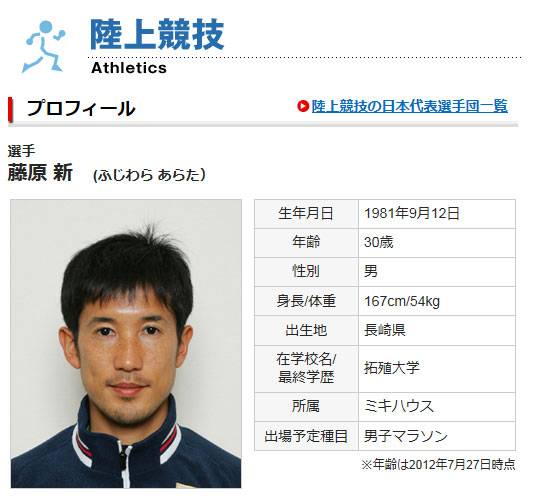 マラソン,藤原新,オリンピック,五輪,ロンドン