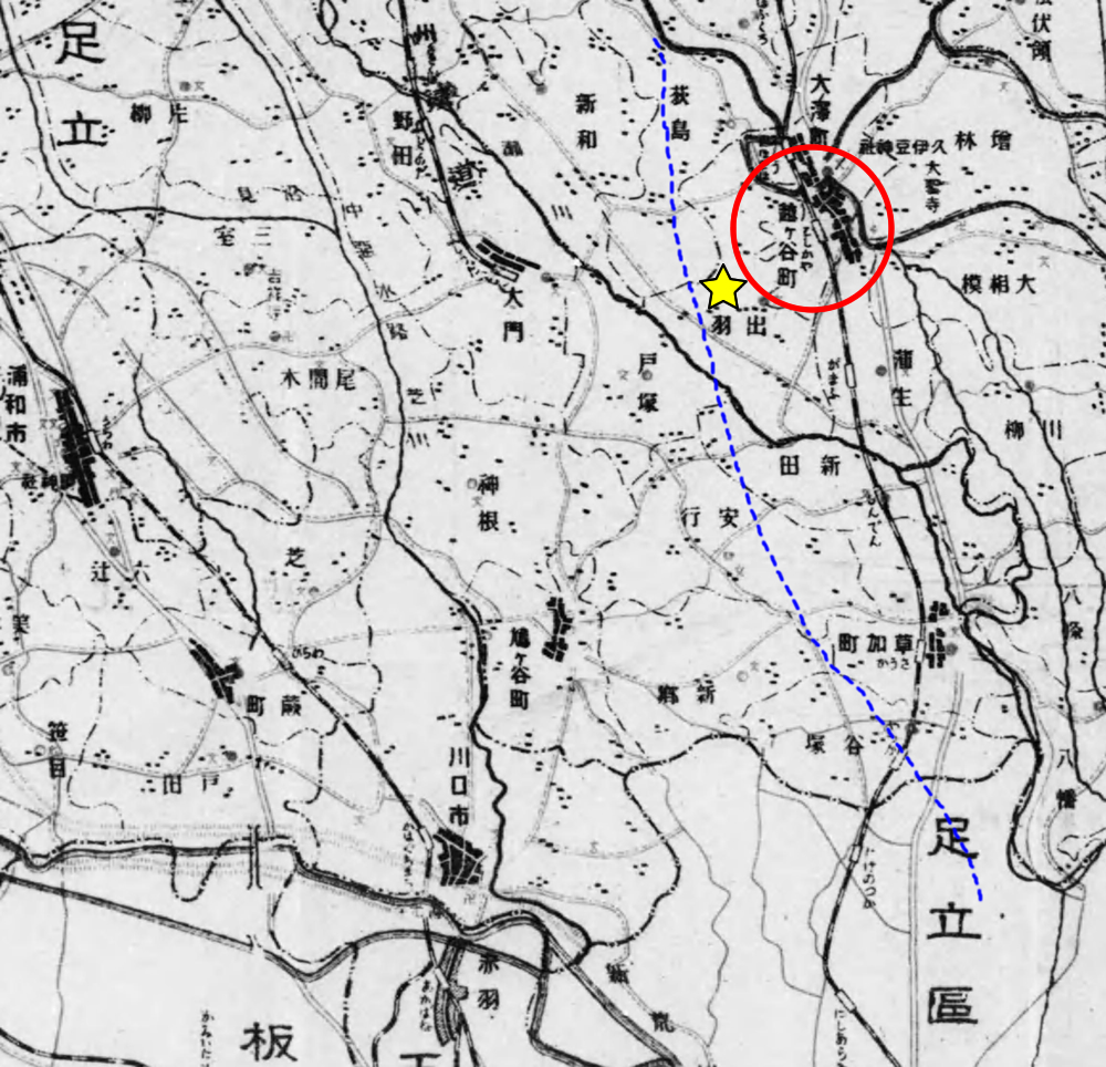 戦前（1935年－昭和10年）の越谷市周辺