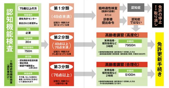 高齢者ドライバーの免許更新の流れ