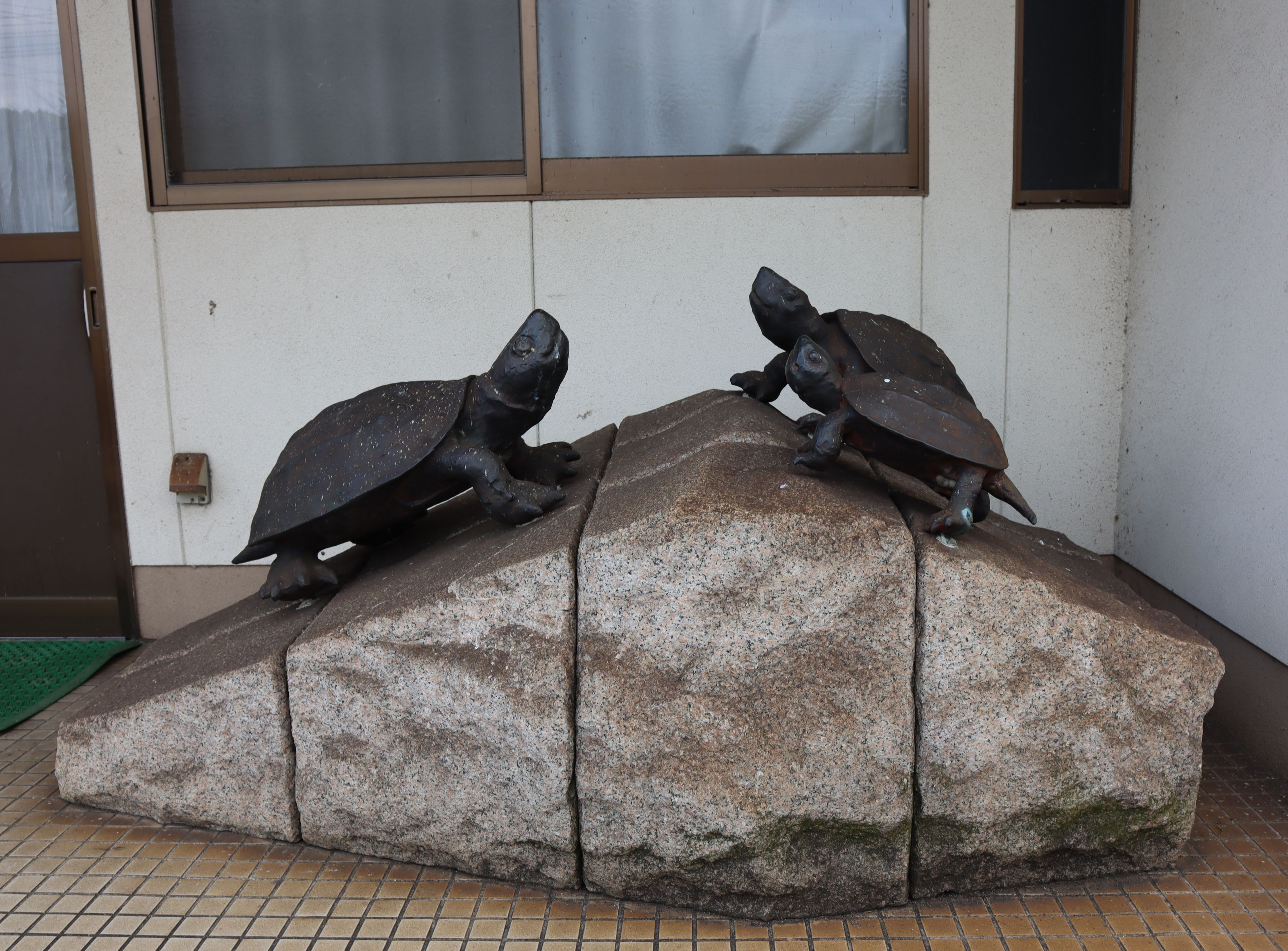 駅ホームの亀の像