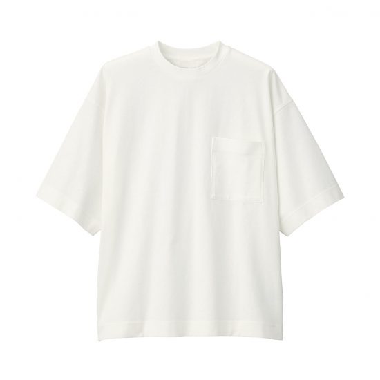 天竺編み　クルーネックドロップショルダーＴシャツ