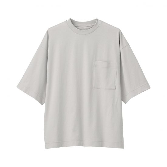 天竺編み　クルーネックドロップショルダーＴシャツ