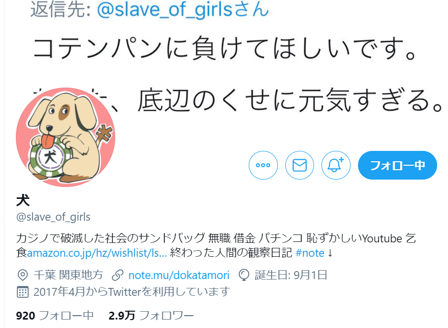 犬のTwitterプロフィール