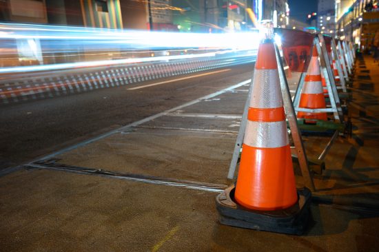 道路工事の夜間規制