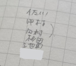 協議中の赤木雅子さんのメモ（一番下のT職員の名は消しています）（本人提供）