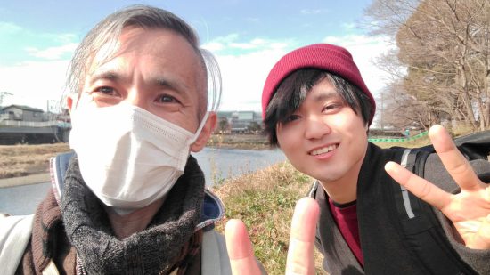 川沿いを11km散歩するという依頼。左は利用者の「にわかーず」さん