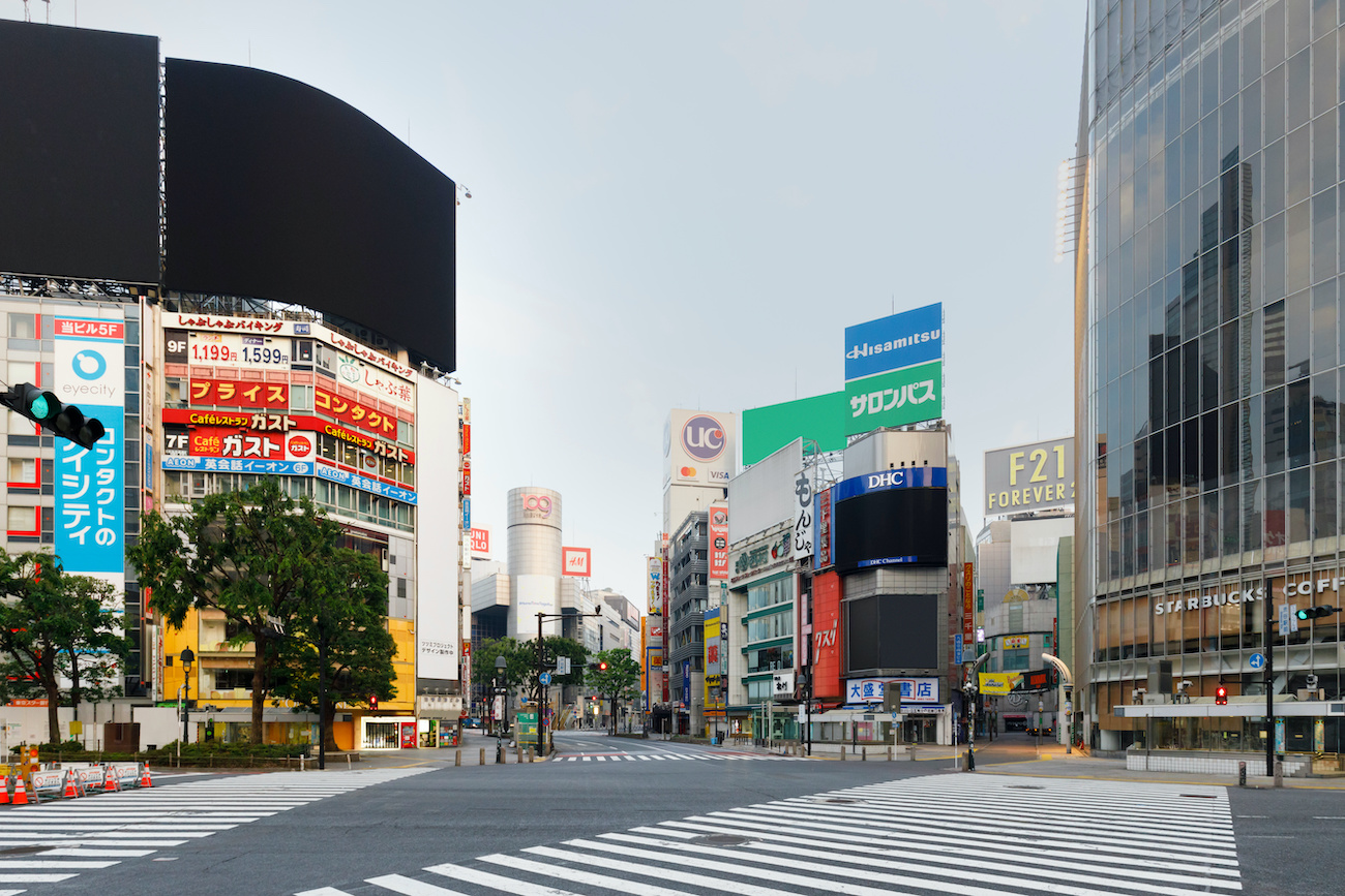 人のいないの渋谷スクランブル交差点