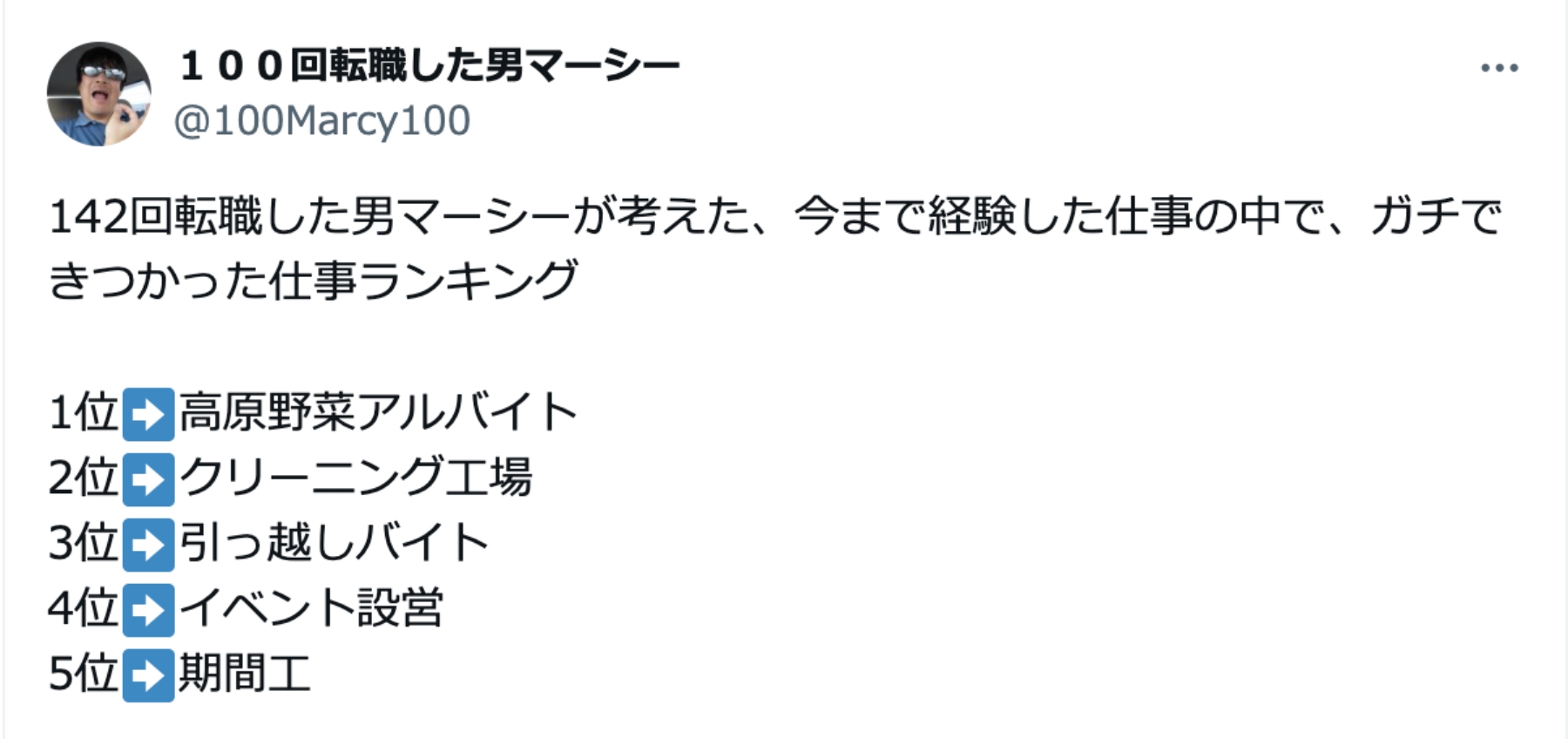 ガチできつかった仕事ランキング